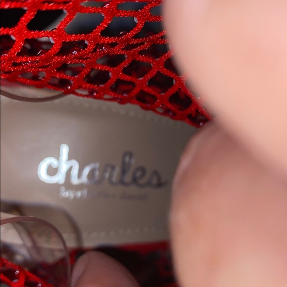 Charles By Charles David PURSUE Red Mesh Rhinestone High  Charles by Charles David Pursue heels/booties, red, sz. 7.5